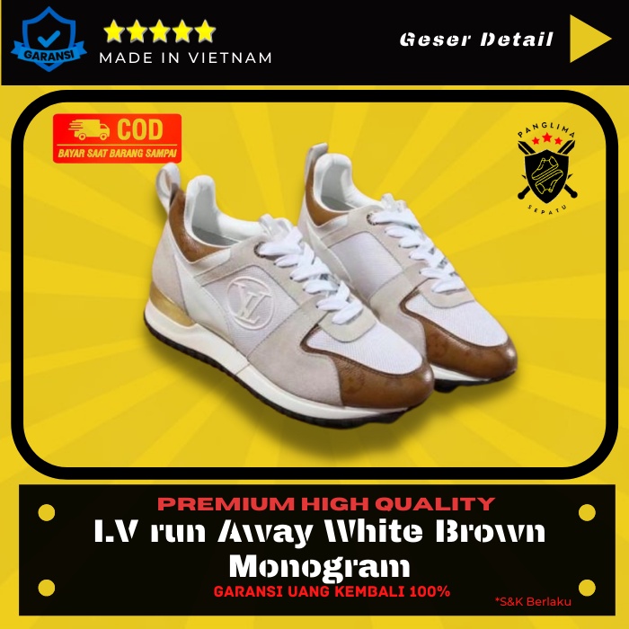Sepatu Wanita LV Run Away Sneakers White Premium Original