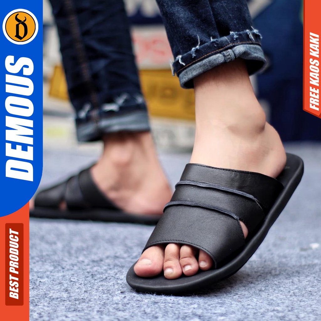 DEMOUS TAIM Sandal Slop Kulit Pria Sendal Casual Terbaru