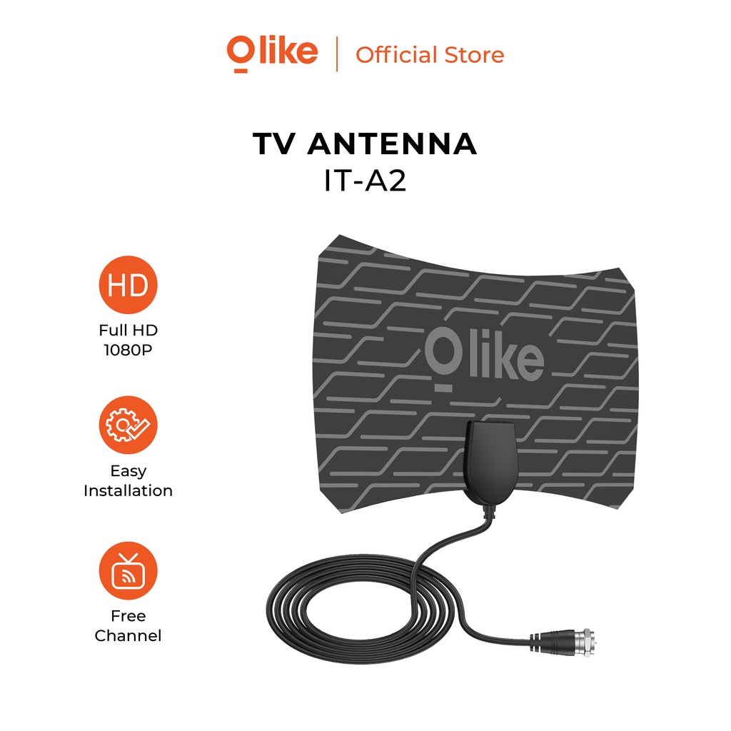 Olike Antena Indoor Khusus TV Digital 4K High Gain 20dBi Receiver Kabel 3m Garansi Resmi 6Bulan Olike IT-A2