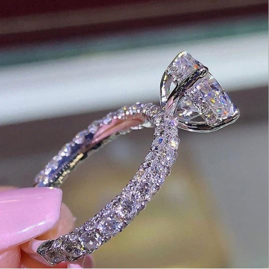 Cincin Casual Berlian Sterling Cincin Titanium Couple Warna Silver dan Rosegold untuk wanita-Berlian Sterling