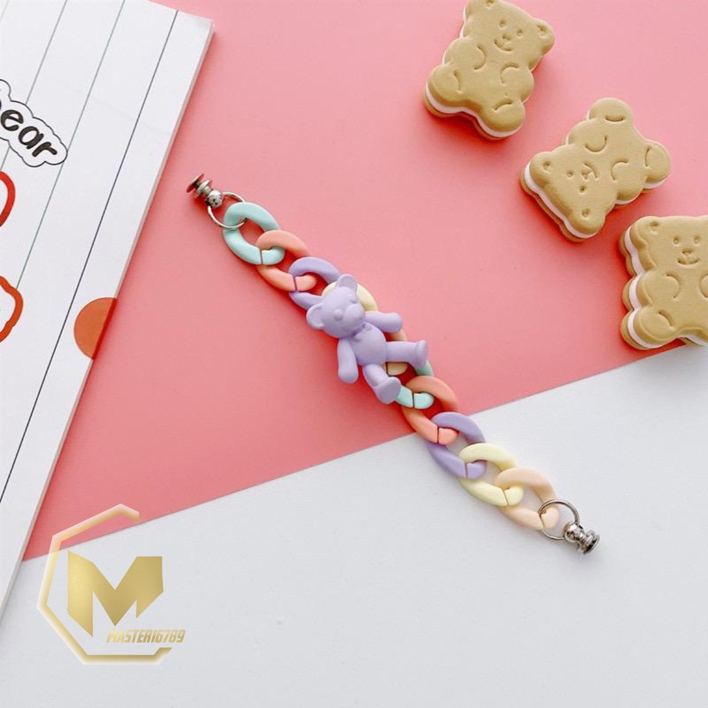 paket gelang tali rantai baut slingcase sling rantai beruang rainbow lanyard universal candy koper choice dove MA2415