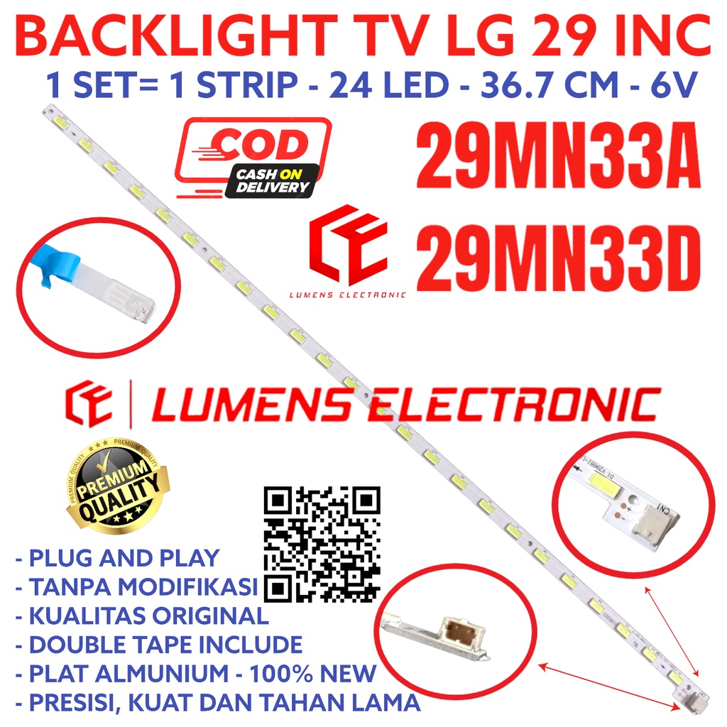 BACKLIGHT TV LED LG 29 INC 29MN33A 29MN33D 29MN33 29MN33 LAMPU BL SMD LIDI STRIP STRIPS 24LED 24K 24