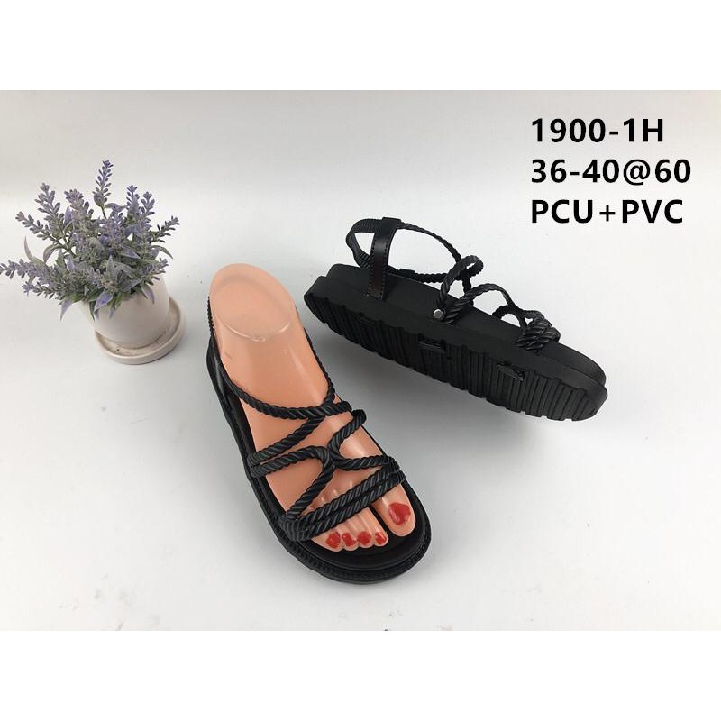 GN-202 Sandal Jelly Model Tali Kekinian Fashion Wanita Import PCU / Sendal Tali Ulir Jelly Import Sherly / Sandal Wanita Tebal Karet Model Korea