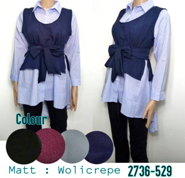 Baju Cewe Wanita Fashion Modis Murah Kekinian Modern Blus Kantor Kerja Atasan Kotak Salur Polos