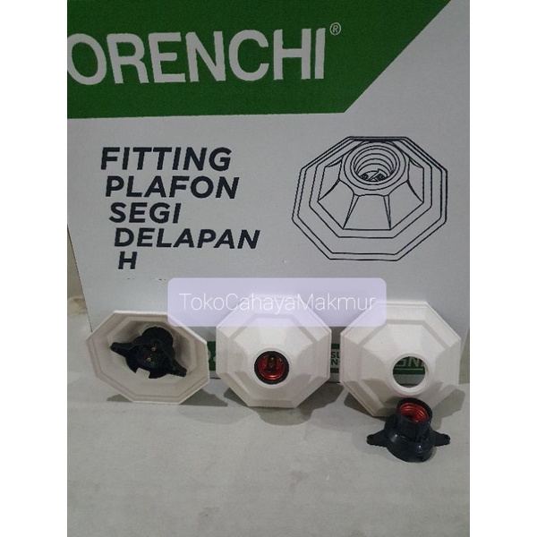 Orenchi Fiting/Rumah Lampu/Fitting Plafon Segi 8 Terminal Kuningan