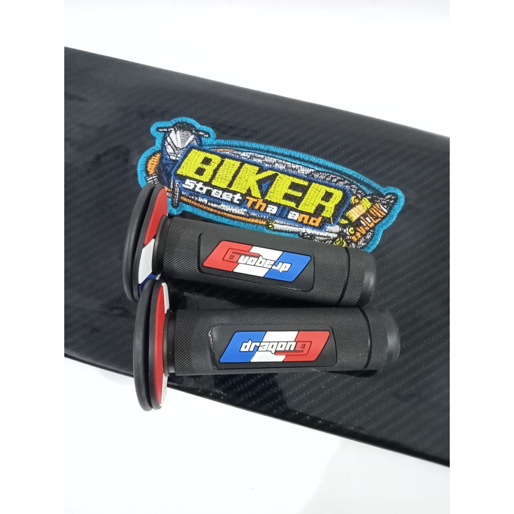 Paket jok kulit karbon hitam+grip dragon nine_universal semua jenis motor