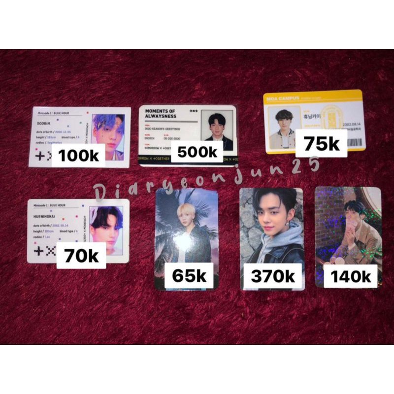 PC TXT Soobin, Yeonjun, Beomgyu, Taehyun, Hueningkai Mecima Seasons Greetings SG LD SW POB MOACampus