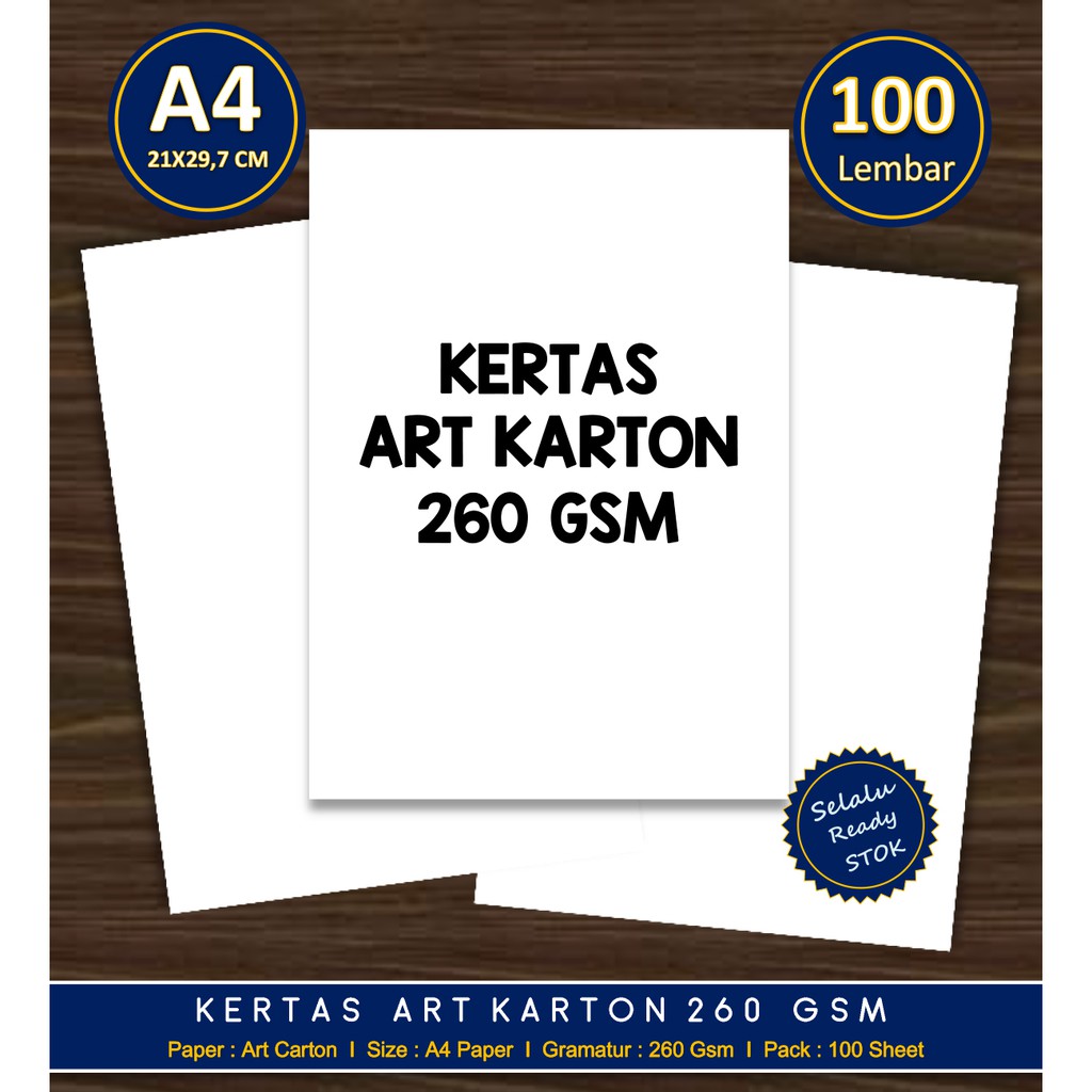 

Kertas Art Karton Ukuran A4 260 Gsm 1 Pak isi 100 Lembar