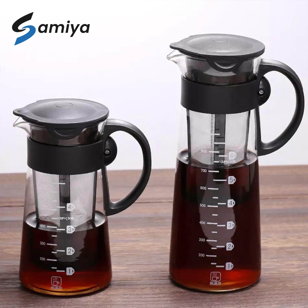 cold brew coffee pot tea maker filter 650ml 900ml borosilicate / server teh kopi mizudash with scale