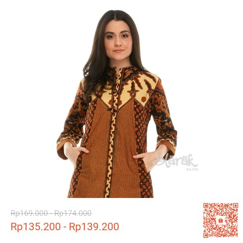 Tunik Batik Blarak Motif Sinaran Lima Coklat