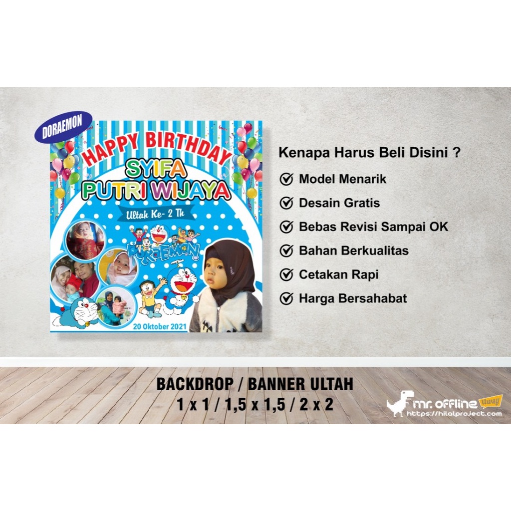Backdrop / Spanduk Ulang Tahun Doraemon
