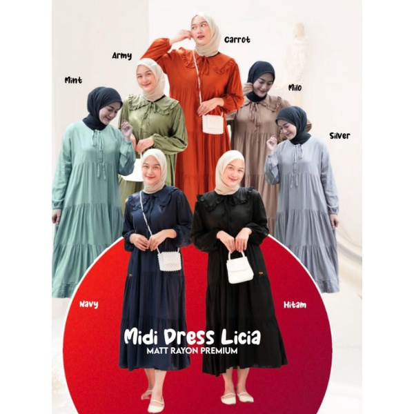 midi dress licia ori by zahra hijab premium