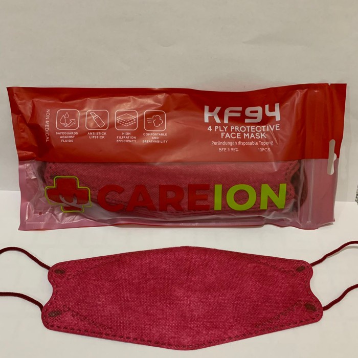 Masker Careion Masker KF94 isi 10pcs - CareKf94 Merah