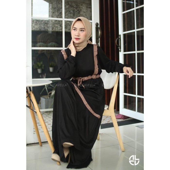 Promo Long Dress Wanita Alcavela Home Dress Zaiba Maxi - M Limited
