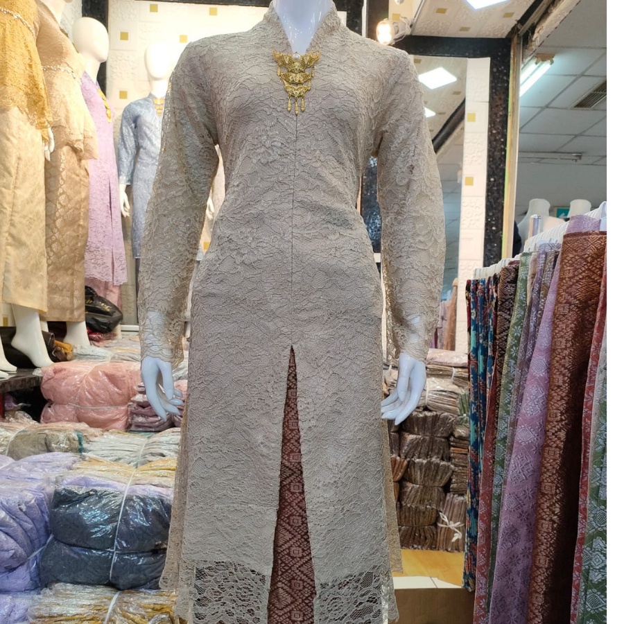 Satu setel kebaya moderen bahan tulle lengan panjang ukuran m l xl xxl-7