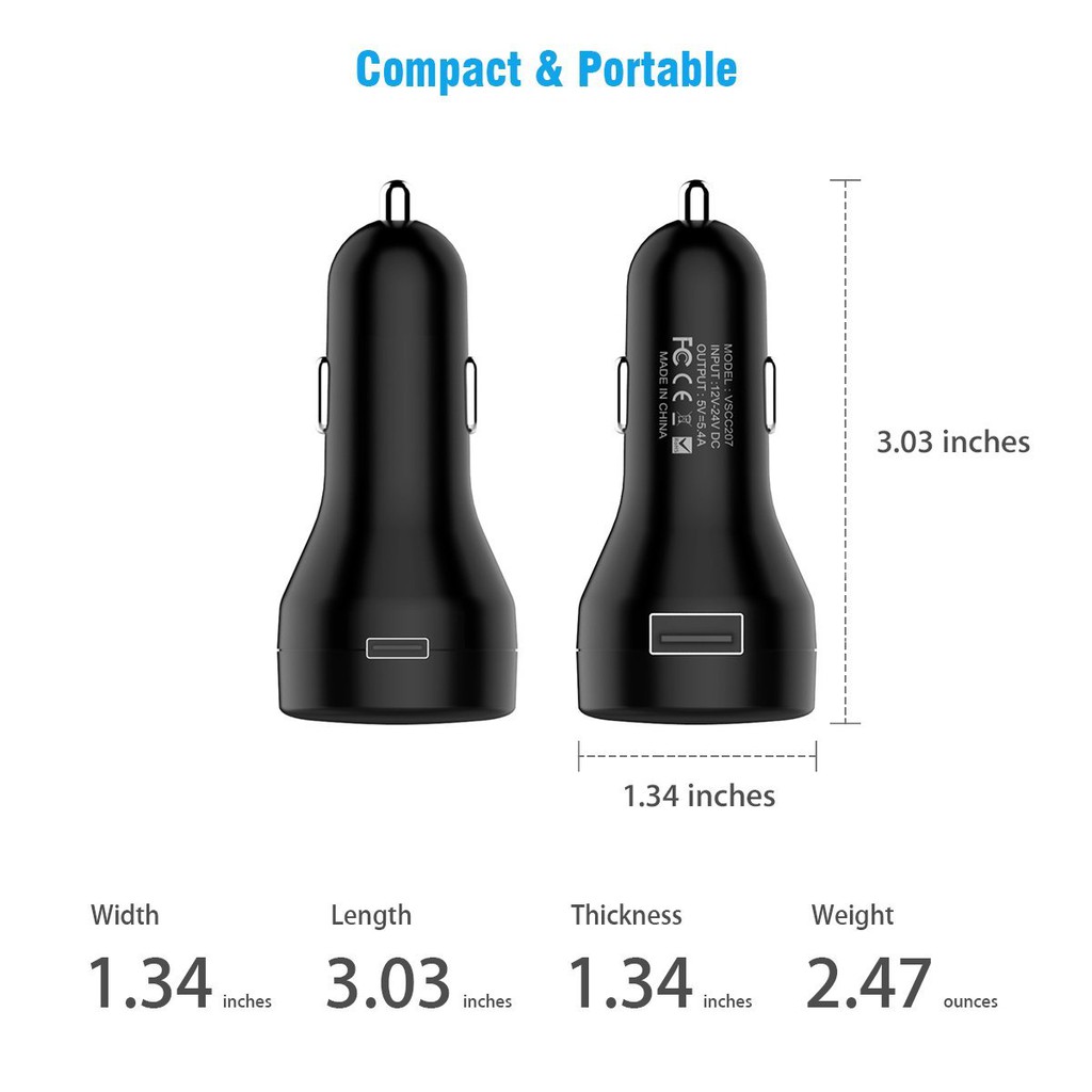 Original Vinsic Type C Dual Port Fast Charging Car Charger Model VSCC207