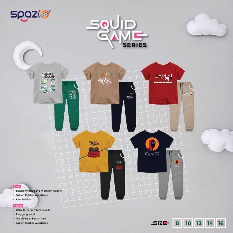 Spazio Squid Game Katun Combed Setelan Anak Sablon Waterbase size 10-12Tahun