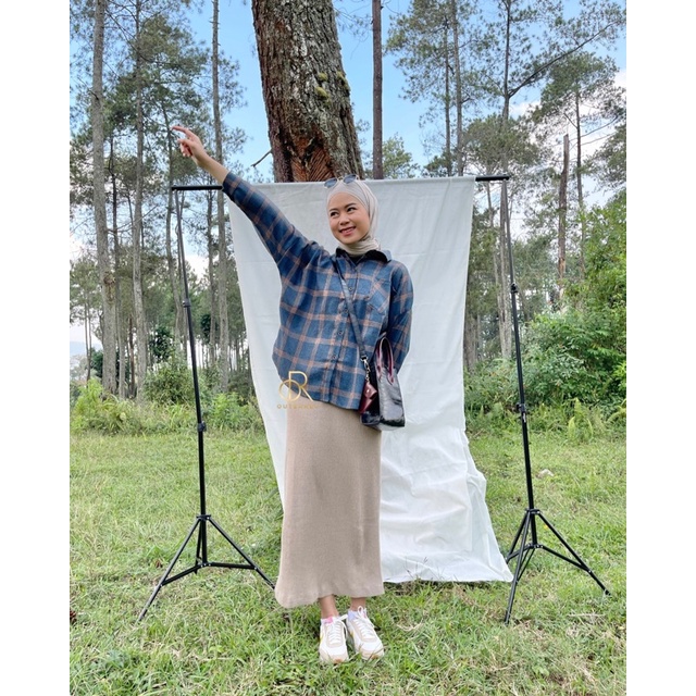 ANNA SHIRT / KEMEJA TARTAN WANITA-DARK JEANS