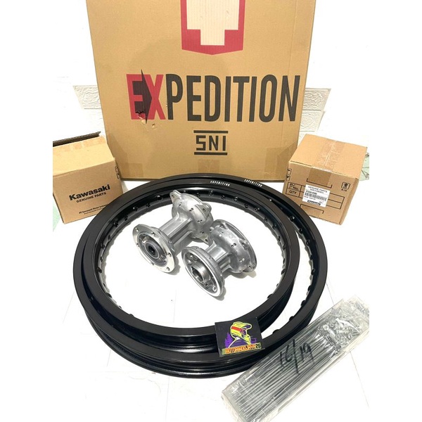 Velg Set KLX 150 D tracker 150 GTX Ring 16 19 Expedition Set Tromol Original & Jari jari