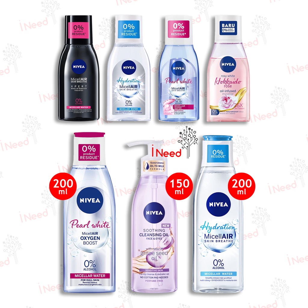 (INEED) NIVEA Micellar Water MicellAIR Pearl White | Black Expert - 125ml | 200ml