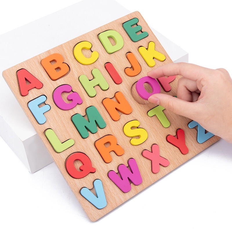 Puzzle ABC And Number Chunky / Mainan Edukasi Anak Puzzle Kayu Abjad Alphabet Huruf Besar Kapital ABC Wooden