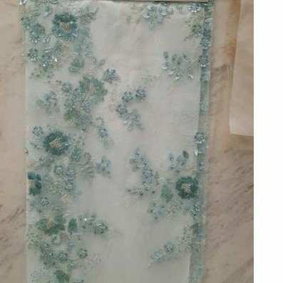 Kain Kebaya Gaun Brukat Tile bordir payet