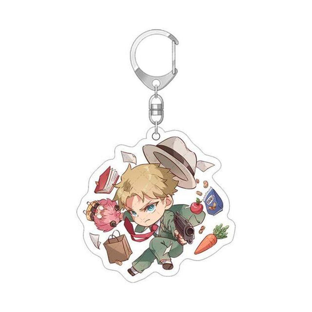 [Elegan] Spy X Aksesoris Interior Keluarga Kartun Laser Flash Key Rings Key Holder Gantungan Kunci Akrilik