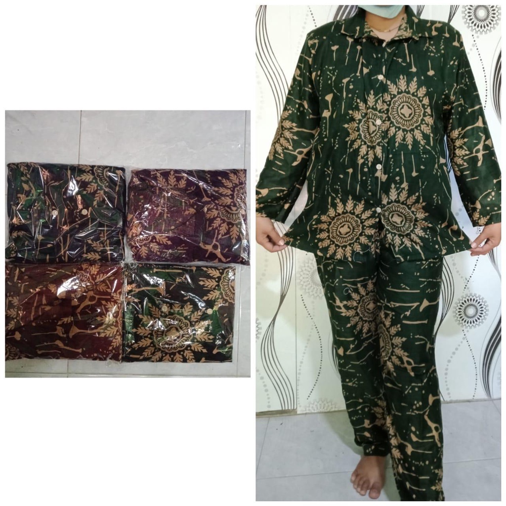 Set piyama lengan panjang/Set piyama motif batik/Set piyama all size