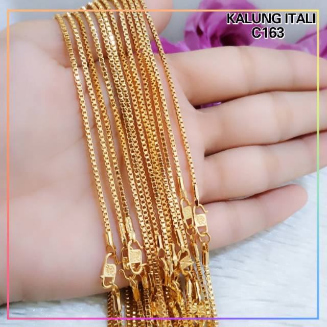 Itali Kalung dewasa polosan tanpa liontin kalung wanita simple perhiasan lapis emas gold C163