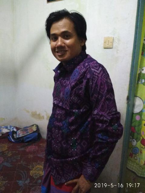 Kemeja Batik Panjang Songket Pria Cowo Kerja Kantor Hitam