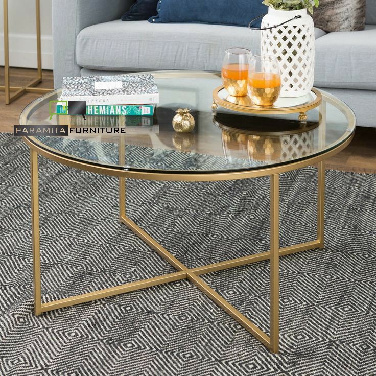 Meja Tamu Bulat Meja Tamu Minimalis Coffe Table Kaki Besi Meja Ruang Tamu Minimalis