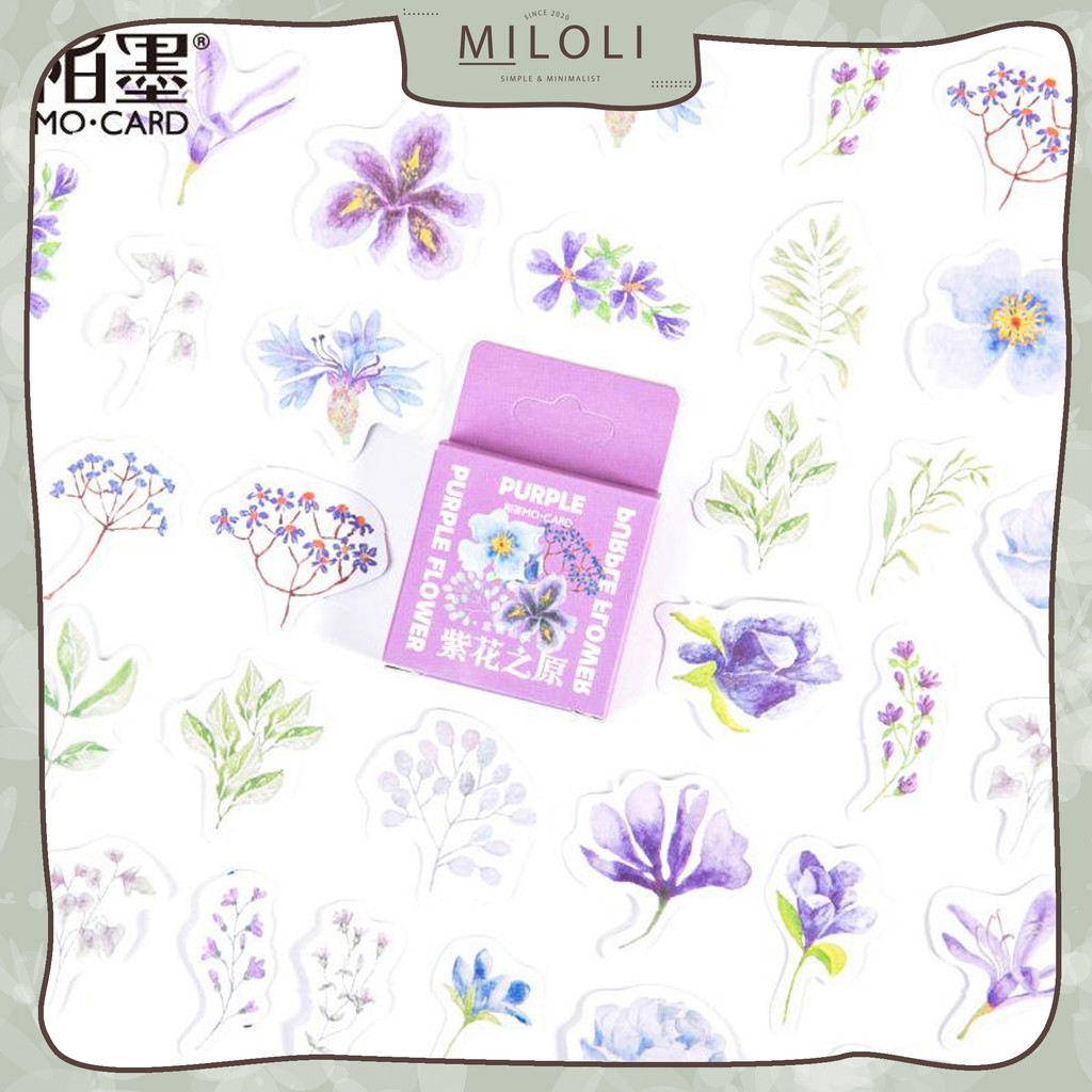 

[MILOLI] 46Pcs PURPLE FLOWER Deco Sticker DIY Scrapbook Stiker Jurnal Diary Kotak - B0215