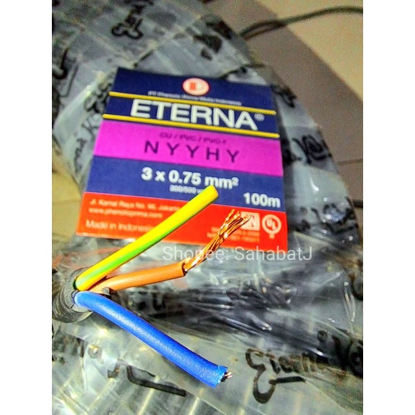 Kabel Eterna NYYHY 3x0.75 Kabel Eterna Serabut Hitam 3x0,75