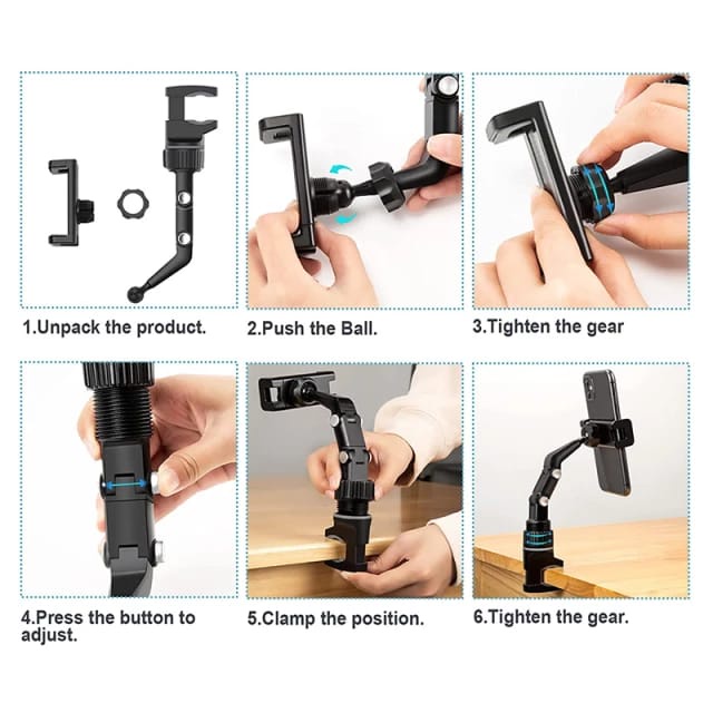 Car Phone Holder HP Jepit Spion Tengah Mobil Bracket 360° Adjustable