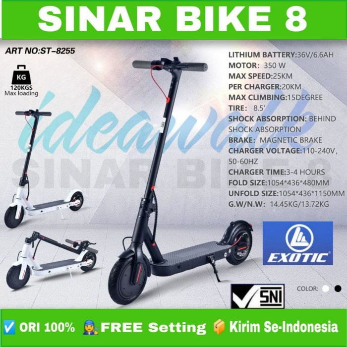 Skuter Listrik EXOTIC ST 8255 Scooter Electric Lipat Dewasa Anak.