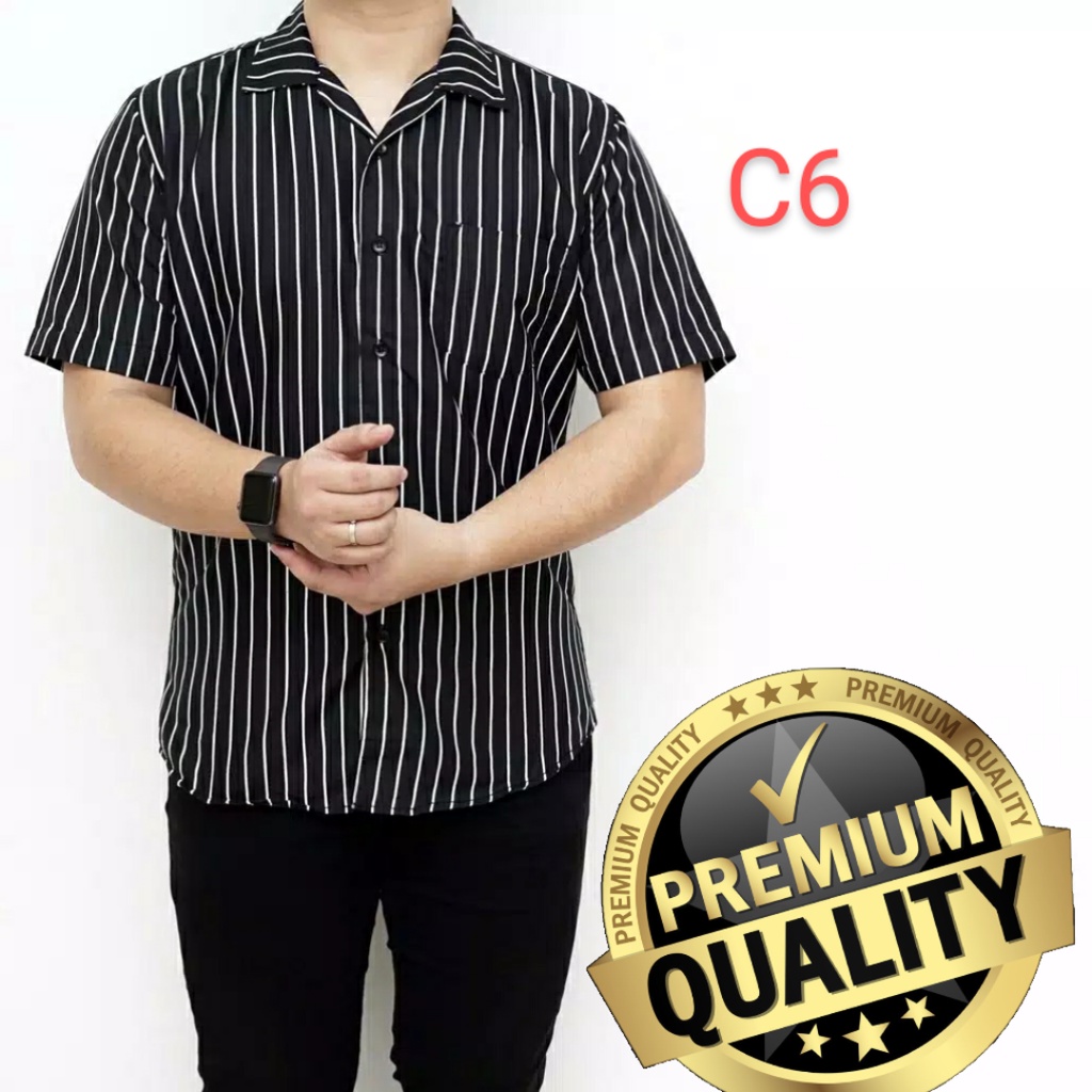 Kemeja Salur Pria Lengan Pendek