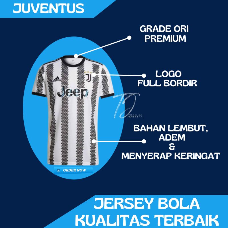 Jersey Juventuss Home 2022 2023 Baju Sepak Bola Grade Ori Big Size Jumbo Juve