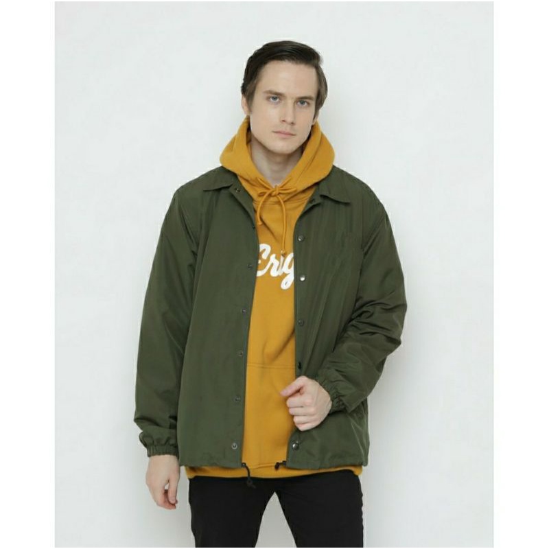JAKET COACH WINDBREAKER TASLAN WATERPROOF PRIA DAN WANITA POLOS PREMIUM-ijo.army