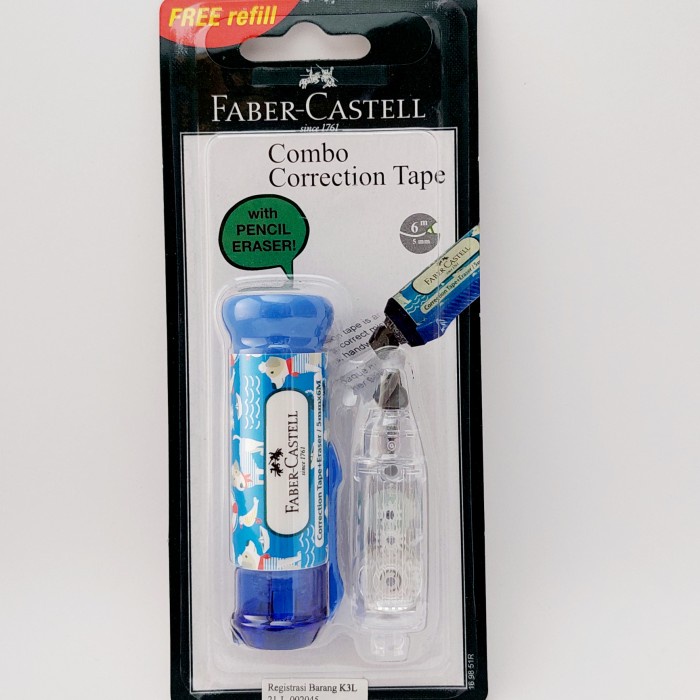 

Sale Combo Correction Tape + Eraser Faber Castell +1 Refill 6Mx5Mm Trendi