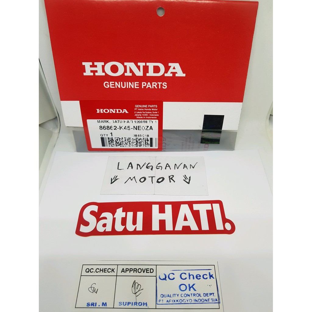 

mark sticker stiker logo tulisan SATU HATI ori AHM ukuran 12cm