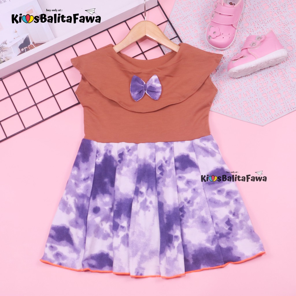 Dress Tiara uk 2-3 Tahun / Baju Dres Motif Anak Perempuan Murah Pakaian Harian Cewek Import