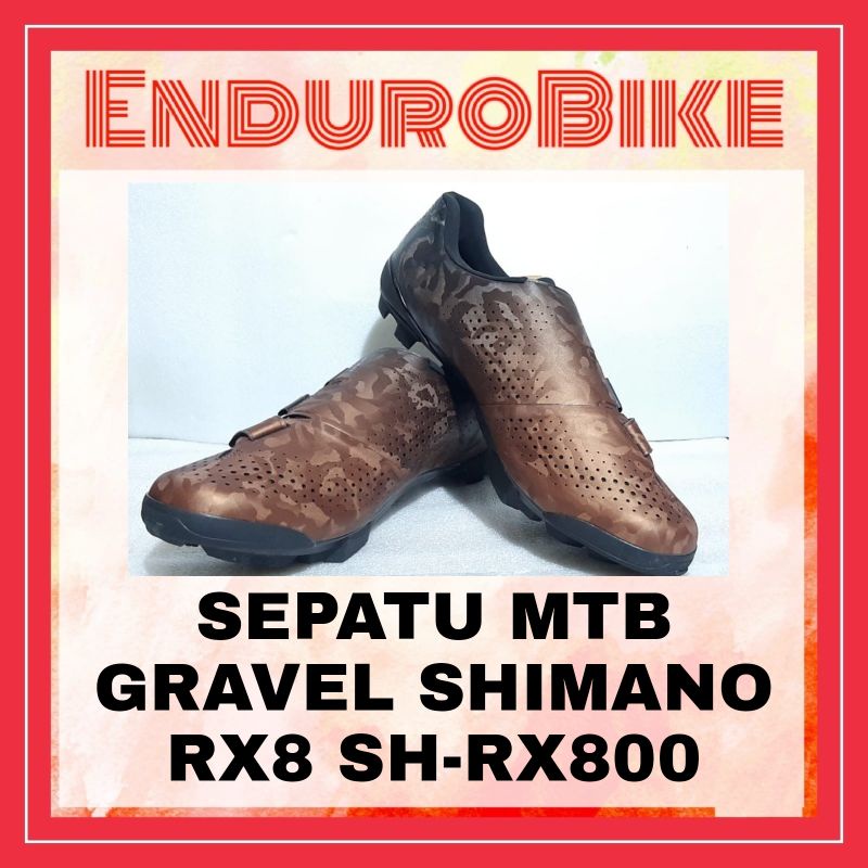 SEPATU MTB GRAVEL SHIMANO RX8 SH-RX800 BRONZE CLEAT MOUNTAIN BIKE SHOE RX 8 800 WIDE LARGE ENDUROBIK