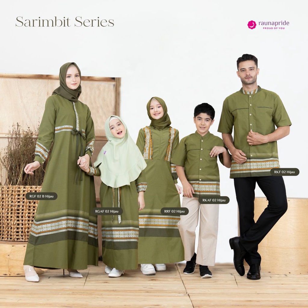 Sarimbit Rauna Couple Keluarga / SR - 02 Hijau / RGF 02A Hijau - RGF 02B Hijau - RKF 02 Hijau - RGAF 02 Hijau - RKAF 02 Hijau / Fashion Muslim