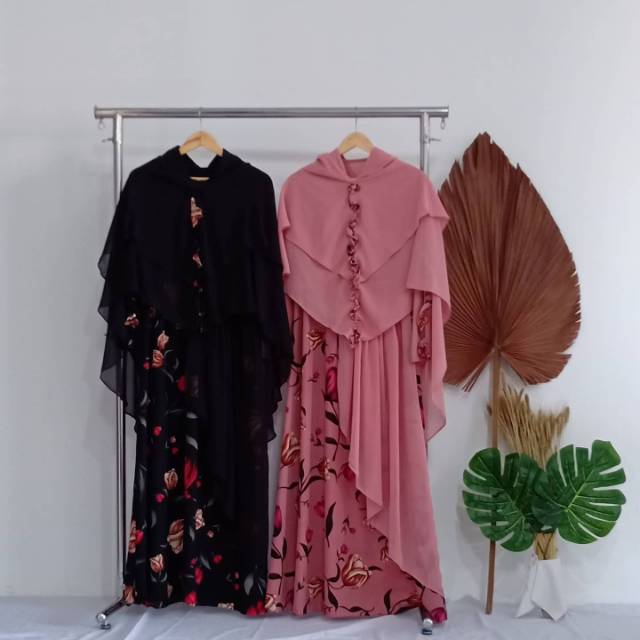 Set Gamis Bunga Ceruti