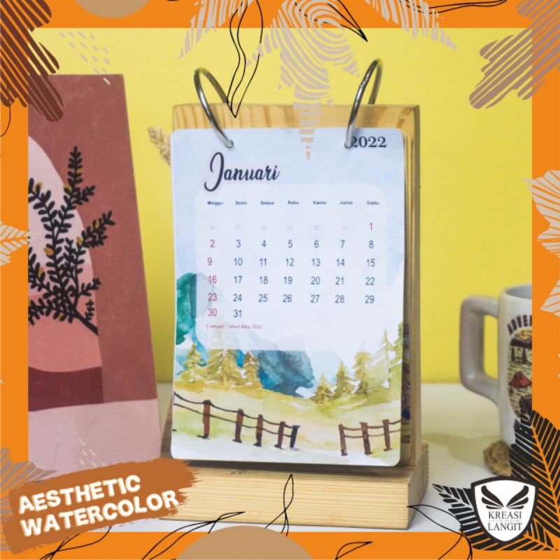 

KALENDER MEJA SATUAN TIPE AESTHETHIC WATERCOLOR / BISA INPUT FOTO DAN TULISAN / BAHAN KAYU DAN KERTAS PREMIUM