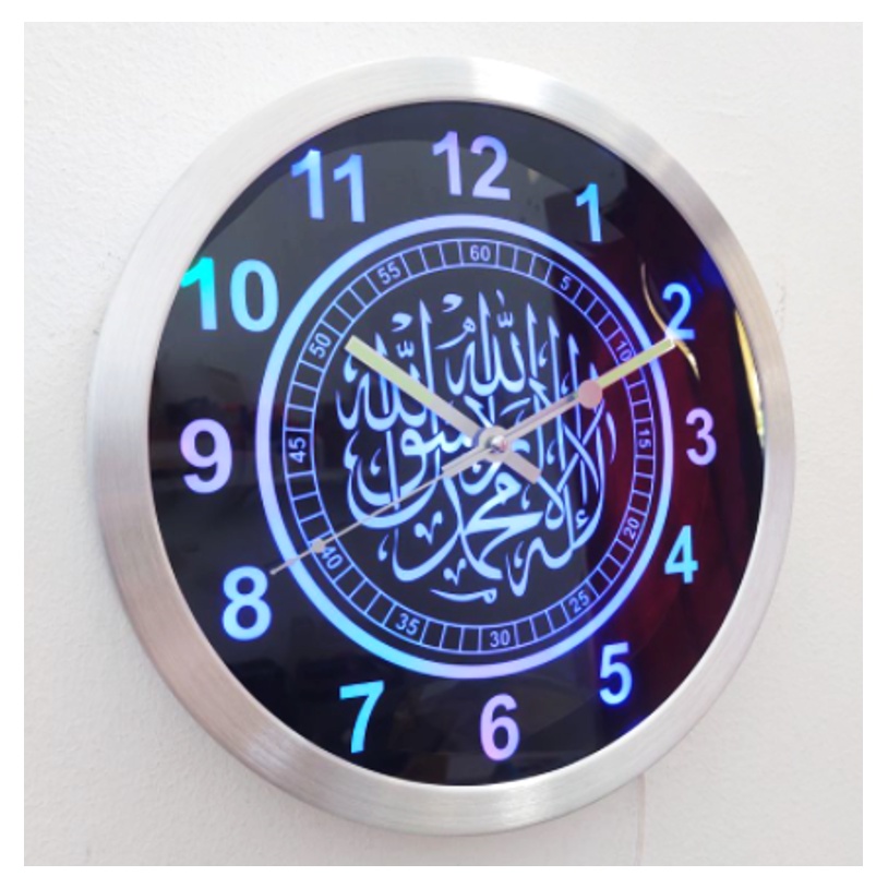 Jam Dinding LED Kaligrafi Jam Dinding Listrik Motif Kaligrafi 30cm Silent Movement Free Baterai