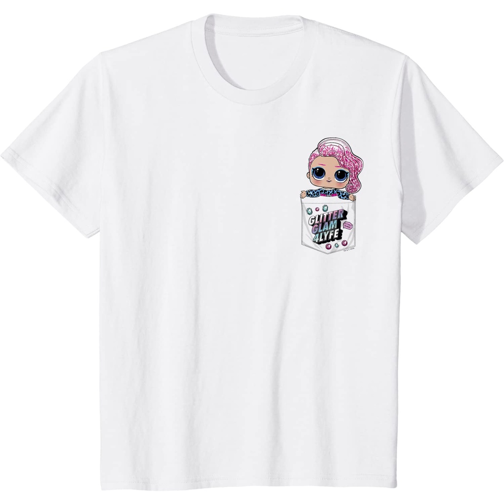 Kaos Anak LOL Surprise Pearl Glitter Glam 4 Lyfe Faux Pocket. Pakaian Fashion Baju Atasan Anak Laki 