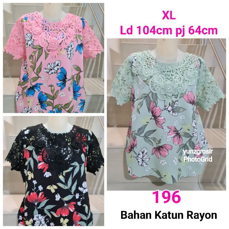 Blouse Brukat Bunga Renda Combi Brukat Impor XL-2XL-3