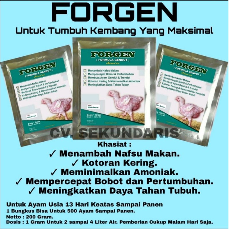 FORGEN - Suplemen Ayam - Vitamin Ayam Broiler - Vitamin Penambah Nafsu