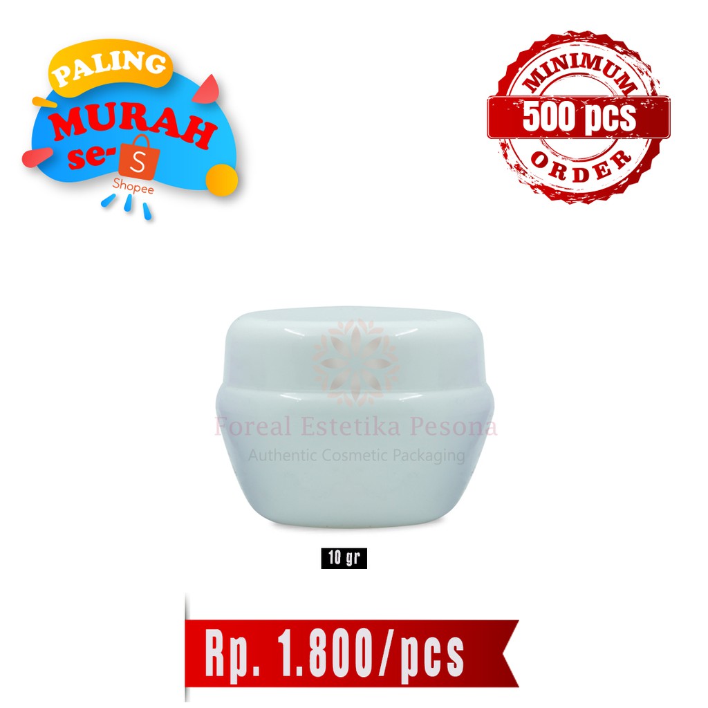 Pot Cream Jar 10gr Mushroom Full Putih Susu / Pot Mushroom 10gr / Jual Pot Mushroom / (ISI 500pcs)